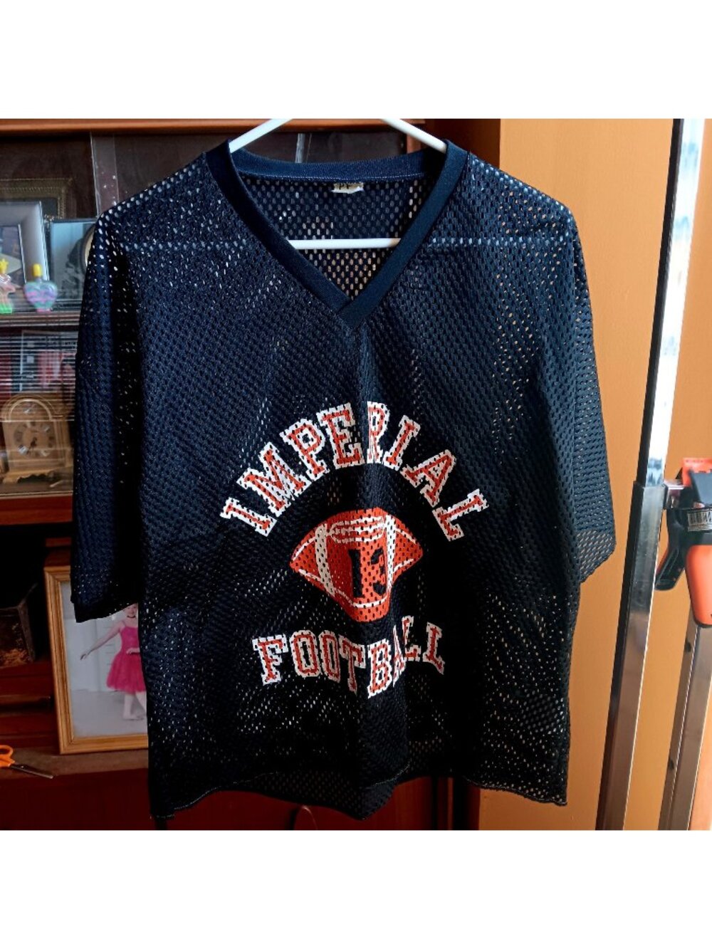 Vtg Large Practice Jersey Imperial Nebraska Football Black Mesh Collegiate Tag